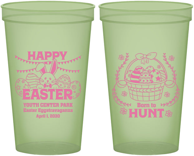 Custom Easter 22 oz Glow In The Dark Cups - Born To Hunt Bunny | 210007
