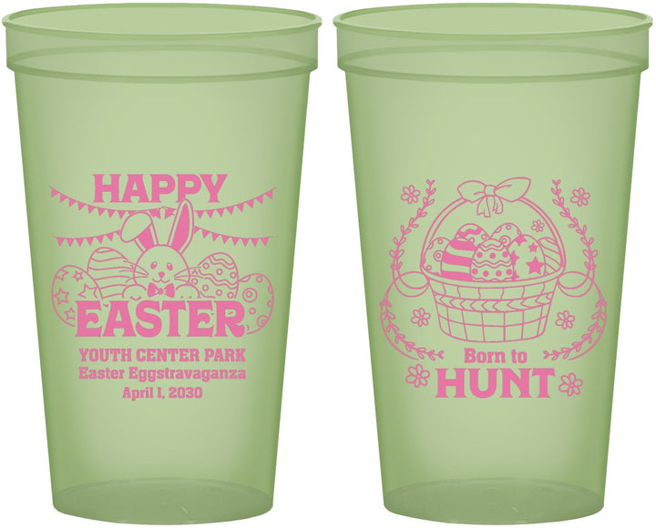 Custom Easter 22 oz Glow In The Dark Cups - Born To Hunt Bunny | 210007