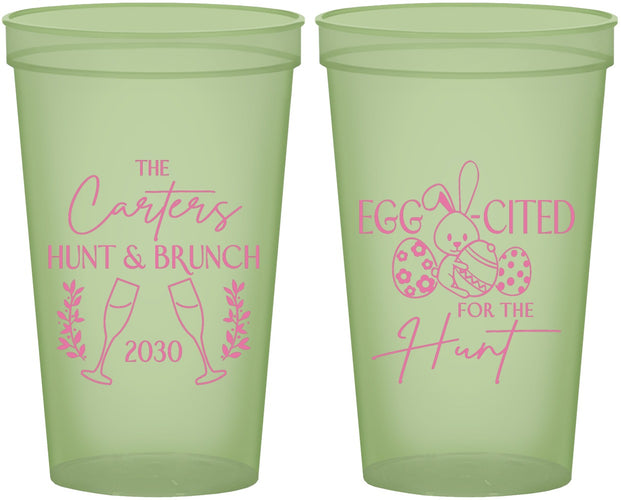 Custom Easter 22 oz Glow In The Dark Cups - Eggcited For Hunt Bunny | 210011
