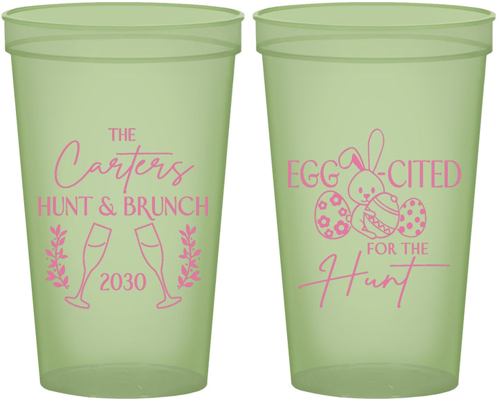 Custom Easter 22 oz Glow In The Dark Cups - Eggcited For Hunt Bunny | 210011