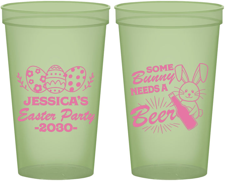 Custom Easter 22 oz Glow In The Dark Cups - Bunny Needs A Beer | 210018
