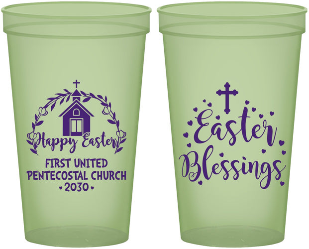 Custom Easter 22 oz Glow In The Dark Cups - Easter Blessings Church | 210024