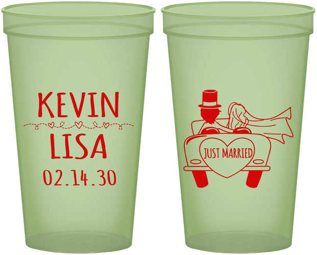 Custom Wedding 22 oz Glow In The Dark Cups - Just Married | 212