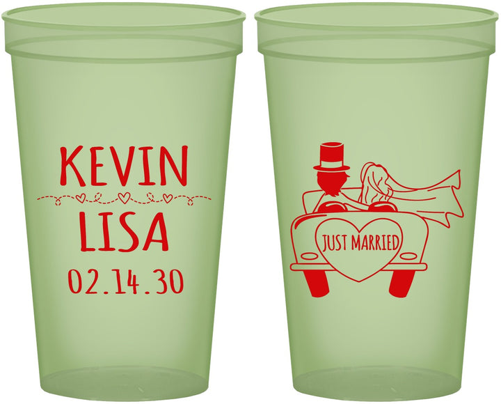 Custom Wedding 22 oz Glow In The Dark Cups - Just Married | 212