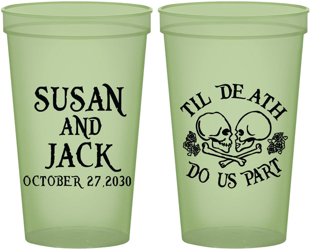 Custom Wedding 22 oz Glow In The Dark Cups - Til Death Do Us Part | 213