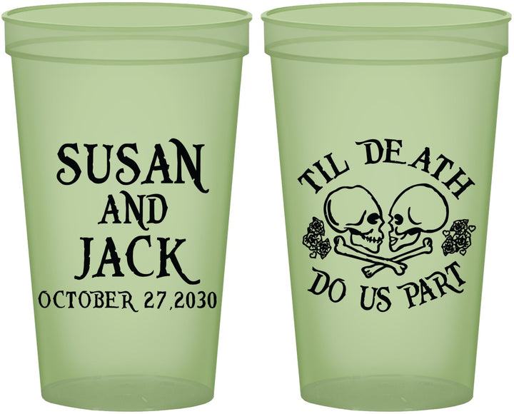 Custom Wedding 22 oz Glow In The Dark Cups - Til Death Do Us Part | 213