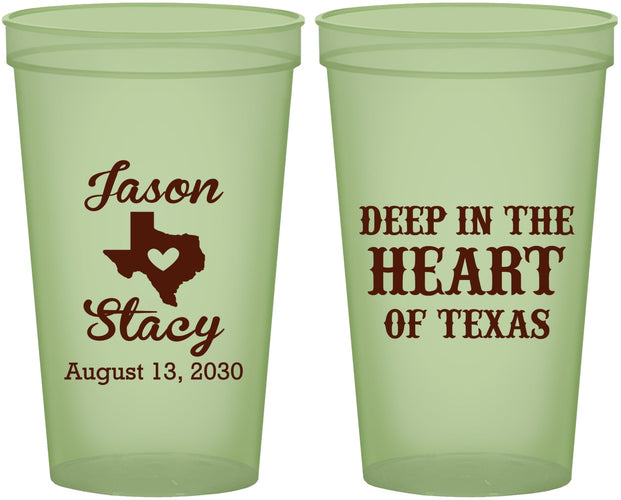 Custom Wedding 22 oz Glow In The Dark Cups - Deep In The Heart Of Texas | 214