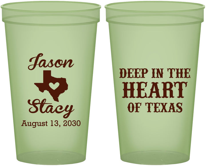 Custom Wedding 22 oz Glow In The Dark Cups - Deep In The Heart Of Texas | 214