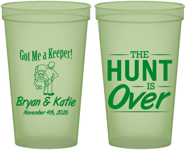 Custom Wedding 22 oz Glow In The Dark Cups - The Hunt Is Over | 216