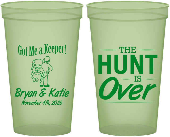 Custom Wedding 22 oz Glow In The Dark Cups - The Hunt Is Over | 216