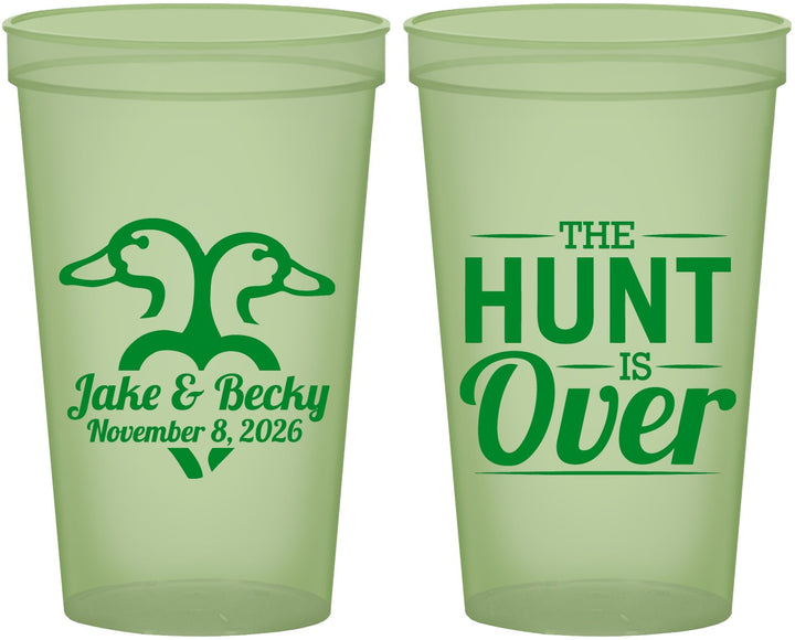 Custom Wedding 22 oz Glow In The Dark Cups - The Hunt Is Over Duck | 217