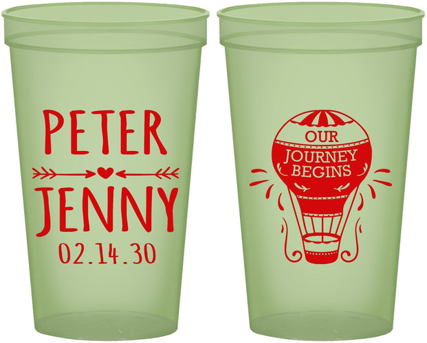 Custom Wedding 22 oz Glow In The Dark Cups - Hot Air Balloon | 219