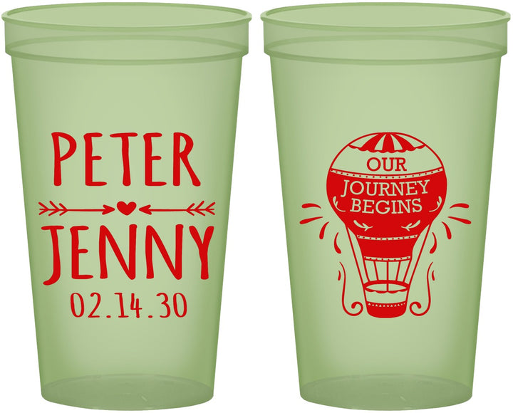 Custom Wedding 22 oz Glow In The Dark Cups - Hot Air Balloon | 219