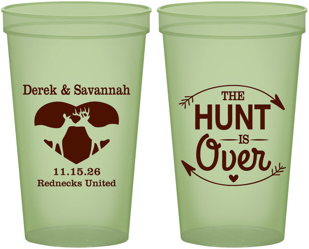 Custom Wedding 22 oz Glow In The Dark Cups - The Hunt Is Over Deer | 220