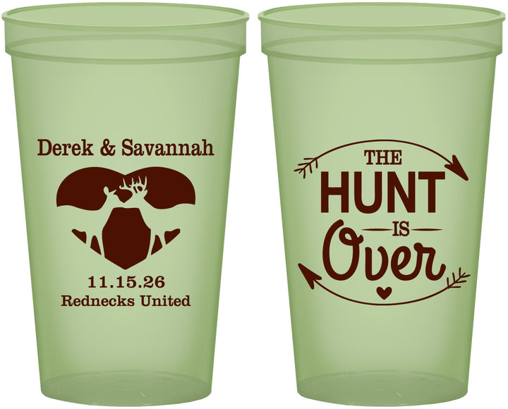 Custom Wedding 22 oz Glow In The Dark Cups - The Hunt Is Over Deer | 220