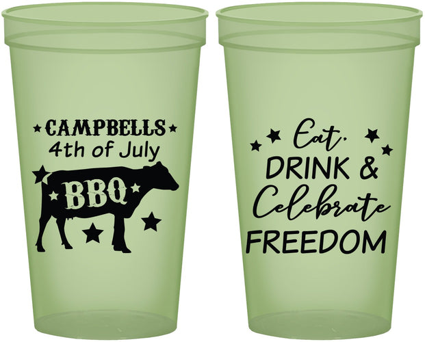 Custom 4th Of July 22 oz Glow In The Dark Cups - Eat Drink Freedom | 220000