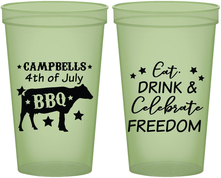 Custom 4th Of July 22 oz Glow In The Dark Cups - Eat Drink Freedom | 220000