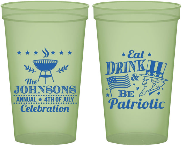 Custom 4th Of July 22 oz Glow In The Dark Cups - Eat Drink Patriotic | 220003