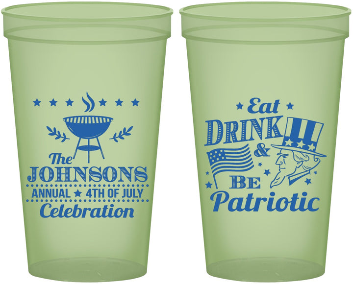 Custom 4th Of July 22 oz Glow In The Dark Cups - Eat Drink Patriotic | 220003
