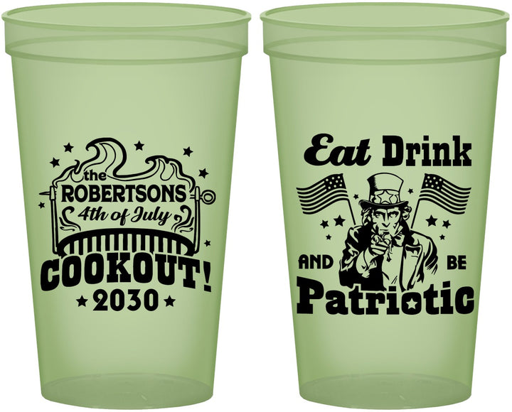 Custom 4th Of July 22 oz Glow In The Dark Cups - Eat Drink Patriotic | 220004