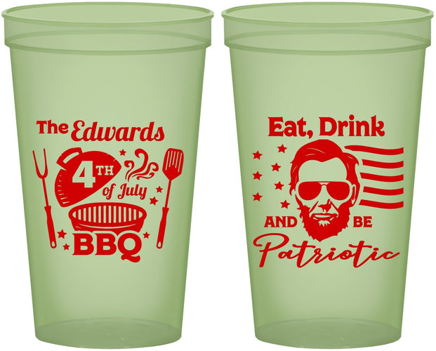 Custom 4th Of July 22 oz Glow In The Dark Cups - Eat Drink Patriotic | 220006