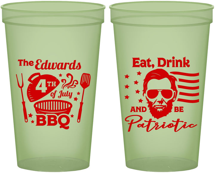 Custom 4th Of July 22 oz Glow In The Dark Cups - Eat Drink Patriotic | 220006