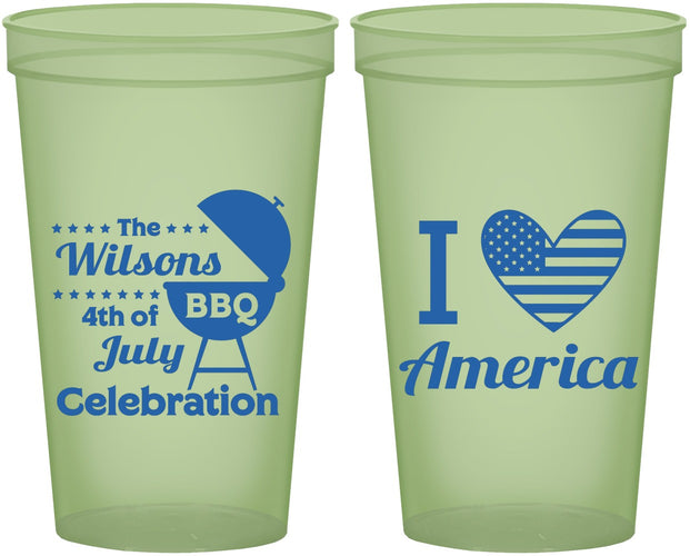 Custom 4th Of July 22 oz Glow In The Dark Cups - Barbecue Bbq | 220007