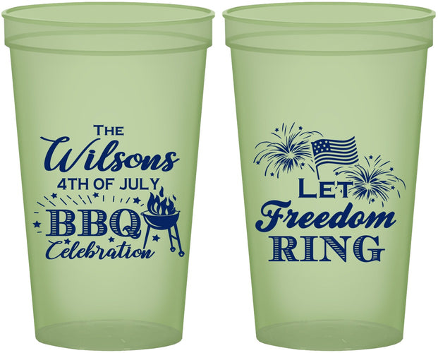 Custom 4th Of July 22 oz Glow In The Dark Cups - Bbq Fireworks | 220009