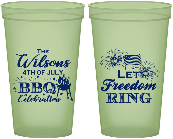Custom 4th Of July 22 oz Glow In The Dark Cups - Bbq Fireworks | 220009