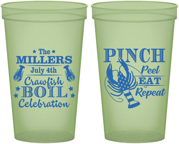 Custom 4th Of July 22 oz Glow In The Dark Cups - Pink Peel Crawfish | 220011