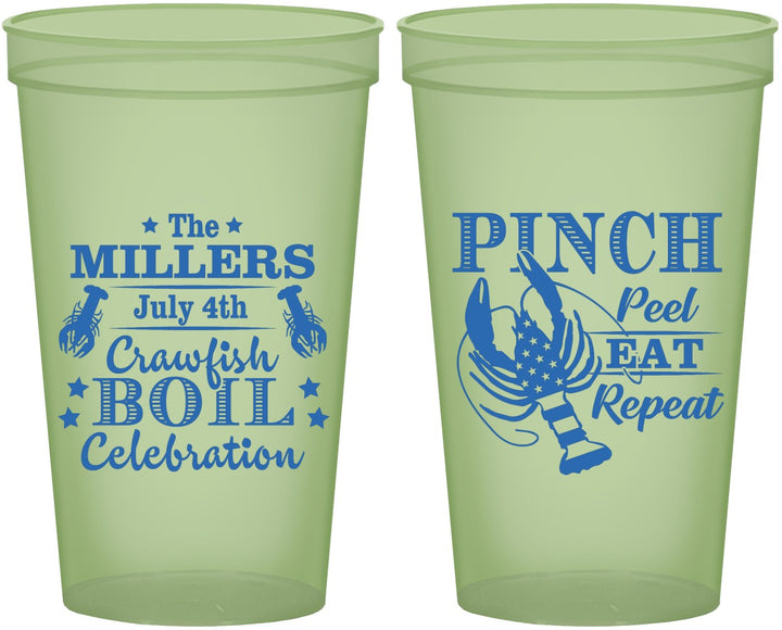 Custom 4th Of July 22 oz Glow In The Dark Cups - Pink Peel Crawfish | 220011