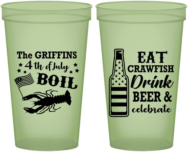 Custom 4th Of July 22 oz Glow In The Dark Cups - Crawfish Boil | 220012