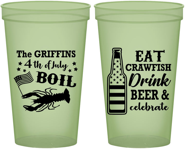 Custom 4th Of July 22 oz Glow In The Dark Cups - Crawfish Boil | 220012