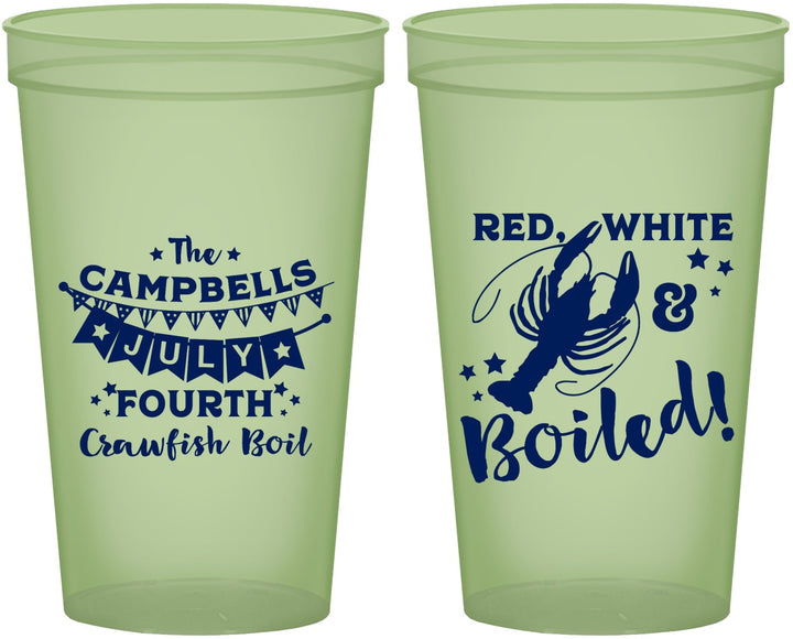 Custom 4th Of July 22 oz Glow In The Dark Cups - Crawfish Boil | 220013