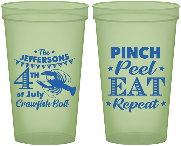 Custom 4th Of July 22 oz Glow In The Dark Cups - Pink Peel Crawfish | 220015