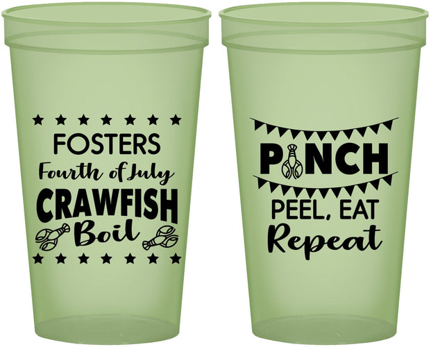 Custom 4th Of July 22 oz Glow In The Dark Cups - Crawfish Boil | 220016
