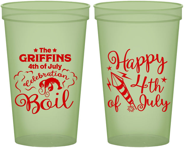 Custom 4th Of July 22 oz Glow In The Dark Cups - Crawfish Boil | 220018