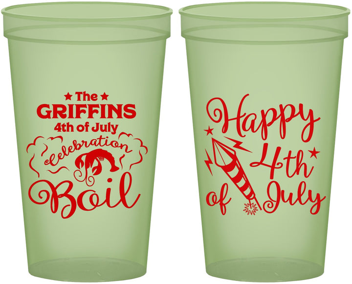 Custom 4th Of July 22 oz Glow In The Dark Cups - Crawfish Boil | 220018