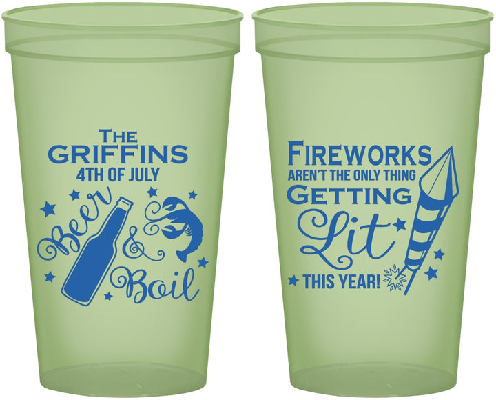 Custom 4th Of July 22 oz Glow In The Dark Cups - Beach Red White Blue | 220019