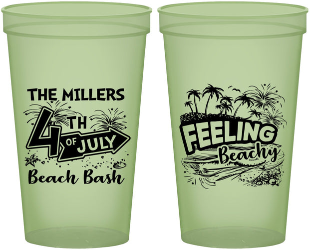 Custom 4th Of July 22 oz Glow In The Dark Cups - Feeling Beachy | 220024