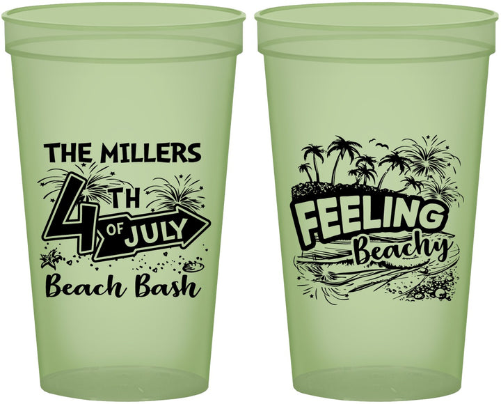 Custom 4th Of July 22 oz Glow In The Dark Cups - Feeling Beachy | 220024