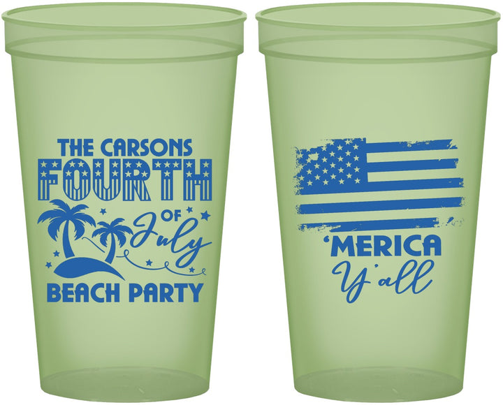 Custom 4th Of July 22 oz Glow In The Dark Cups - Beach Merica Yall | 220027