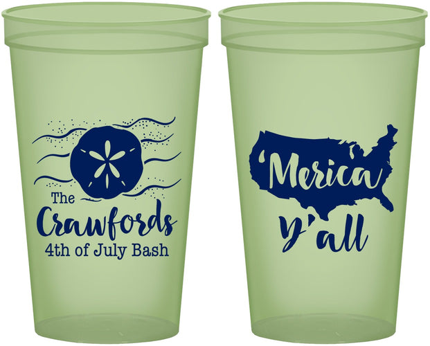 Custom 4th Of July 22 oz Glow In The Dark Cups - Beach Merica Yall | 220029