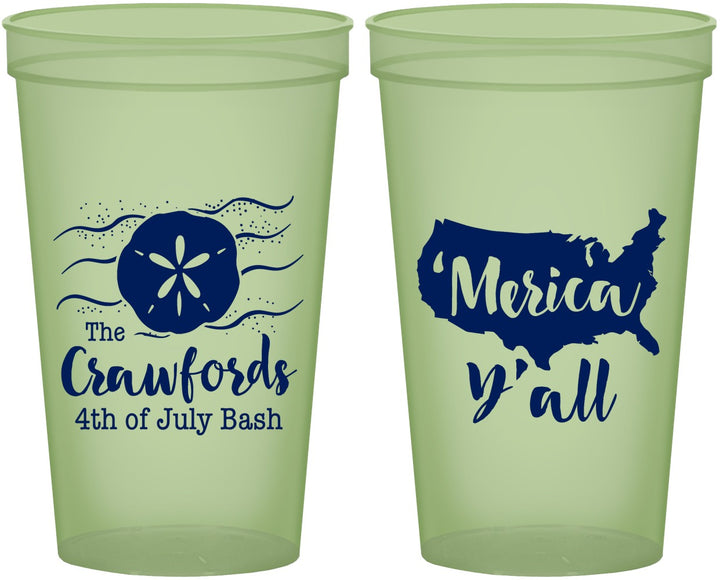 Custom 4th Of July 22 oz Glow In The Dark Cups - Beach Merica Yall | 220029