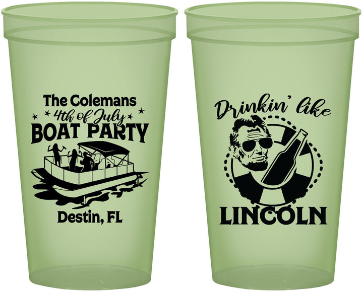Custom 4th Of July 22 oz Glow In The Dark Cups - Drinkin Like Lincoln | 220032