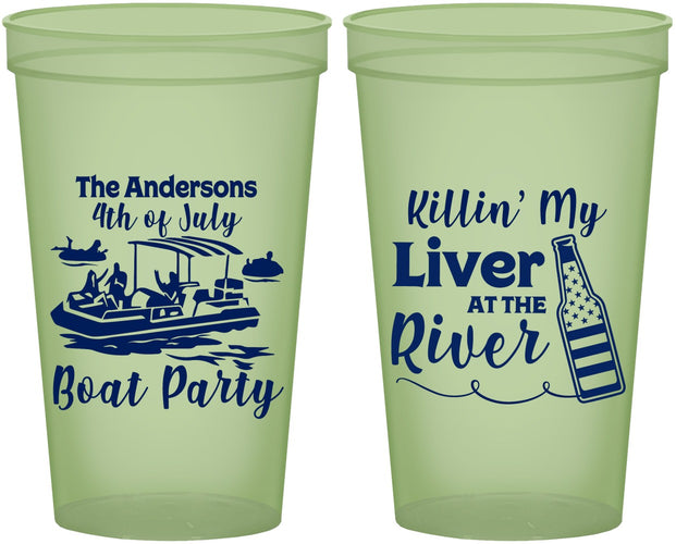 Custom 4th Of July 22 oz Glow In The Dark Cups - Boat River | 220033