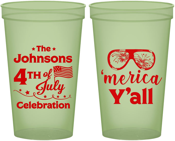 Custom 4th Of July 22 oz Glow In The Dark Cups - Merica Yall | 220034
