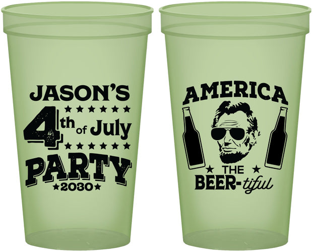 Custom 4th Of July 22 oz Glow In The Dark Cups - Bbq Lincoln | 220036