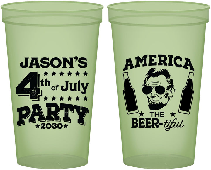 Custom 4th Of July 22 oz Glow In The Dark Cups - Bbq Lincoln | 220036