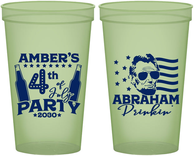 Custom 4th Of July 22 oz Glow In The Dark Cups - Abraham Drinkin | 220037